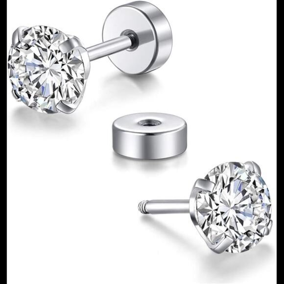 8Pairs Tiny Flat Back Earrings for Women14K Gold Plated Surgical Stainless Steel - Picture 3 of 8